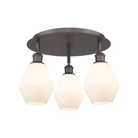 A large image of the Innovations Lighting 516-3C-10-18 Cindyrella Flush Oil Rubbed Bronze / Cased Matte White