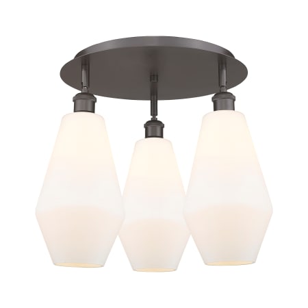 A large image of the Innovations Lighting 516-3C-15-19 Cindyrella Flush Oil Rubbed Bronze / Cased Matte White