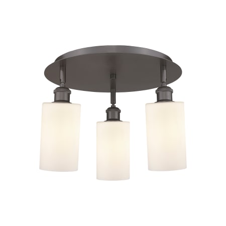 A large image of the Innovations Lighting 516-3C-10-16 Clymer Flush Oil Rubbed Bronze / Matte White