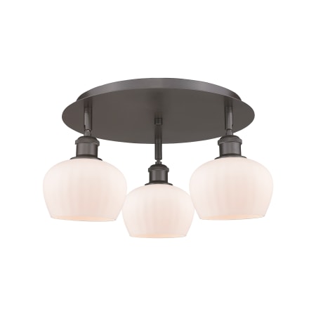 A large image of the Innovations Lighting 516-3C-8-19 Fenton Flush Oil Rubbed Bronze / Matte White