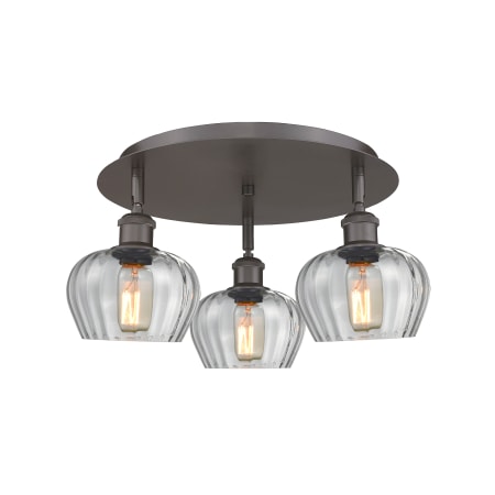 A large image of the Innovations Lighting 516-3C-8-19 Fenton Flush Oil Rubbed Bronze / Clear