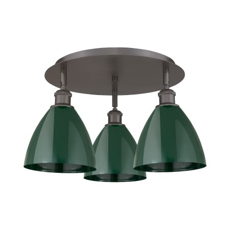 A large image of the Innovations Lighting 516-3C-10-20 Ballston Dome Flush Oil Rubbed Bronze / Green