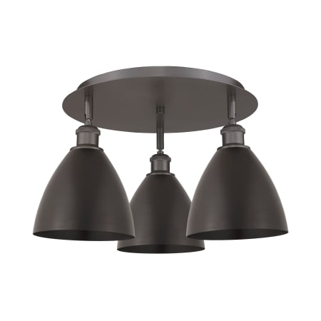 A large image of the Innovations Lighting 516-3C-10-20 Ballston Dome Flush Oil Rubbed Bronze