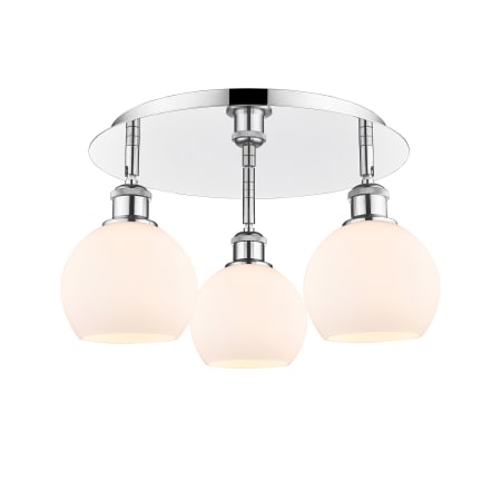 A large image of the Innovations Lighting 516-3C-9-18 Athens Flush Polished Chrome / Matte White