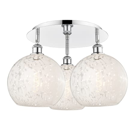 A large image of the Innovations Lighting 516-3C-13-22-White Mouchette-Ceiling Fixture Polished Chrome / White Mouchette