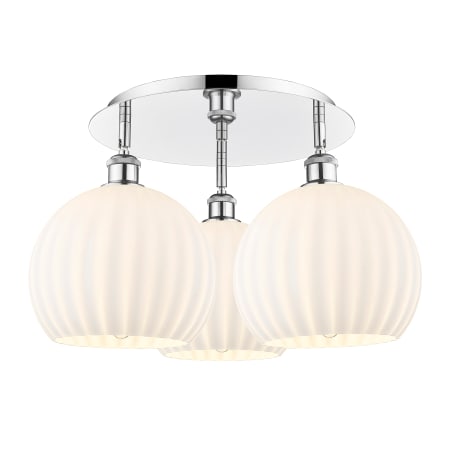 A large image of the Innovations Lighting 516-3C-13-22-White Venetian-Indoor Ceiling Fixture Polished Chrome / White Venetian