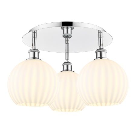 A large image of the Innovations Lighting 516-3C-11-20-White Venetian-Indoor Ceiling Fixture Polished Chrome / White Venetian