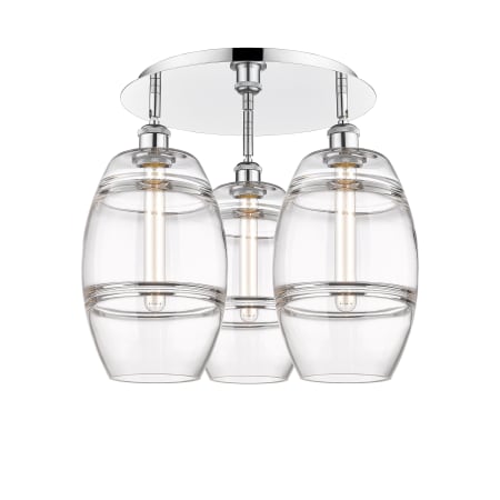 A large image of the Innovations Lighting 516-3C-11-20 Vaz Flush Polished Chrome / Clear
