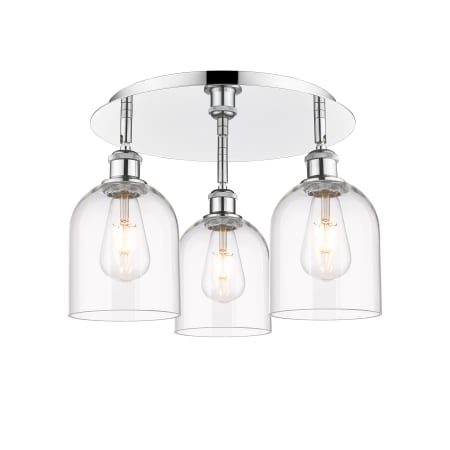 A large image of the Innovations Lighting 516-3C-11-18 Bella Flush Polished Chrome / Clear