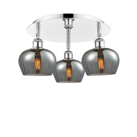 A large image of the Innovations Lighting 516-3C-8-19 Fenton Flush Polished Chrome / Plated Smoke