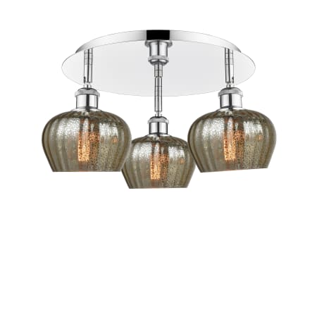 A large image of the Innovations Lighting 516-3C-8-19 Fenton Flush Polished Chrome / Mercury