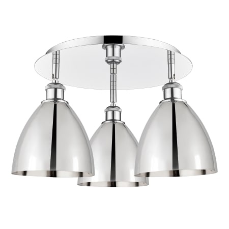 A large image of the Innovations Lighting 516-3C-10-20 Ballston Dome Flush Polished Chrome