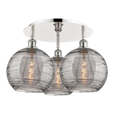 A large image of the Innovations Lighting 516-3C 13 22 Athens Deco Swirl Semi-Flush Polished Nickel