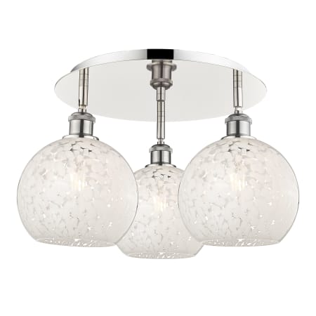 A large image of the Innovations Lighting 516-3C-11-20-White Mouchette-Ceiling Fixture Polished Nickel / White Mouchette