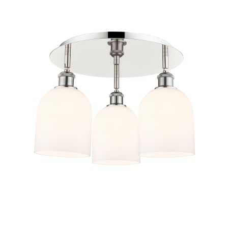 A large image of the Innovations Lighting 516-3C-11-18 Bella Flush Polished Nickel / Gloss White