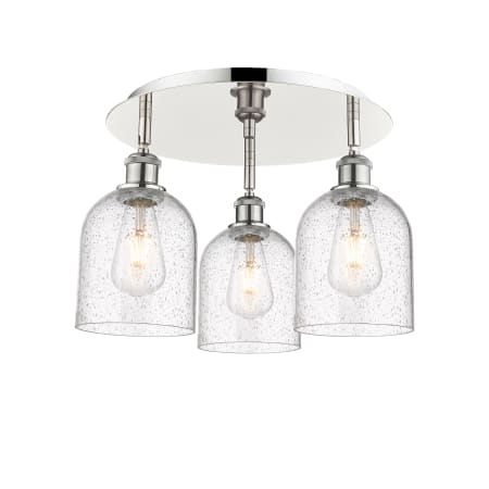 A large image of the Innovations Lighting 516-3C-11-18 Bella Flush Polished Nickel / Seedy