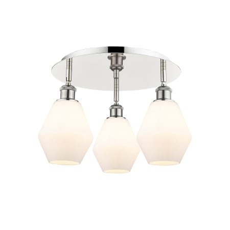 A large image of the Innovations Lighting 516-3C-10-18 Cindyrella Flush Polished Nickel / Cased Matte White