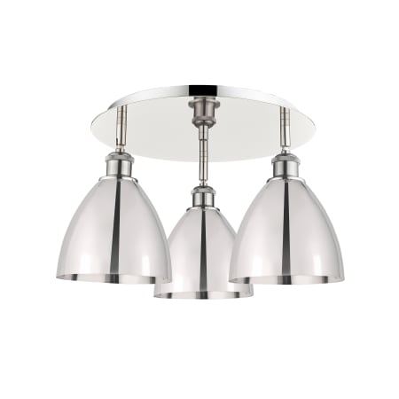 A large image of the Innovations Lighting 516-3C-10-20 Ballston Dome Flush Polished Nickel