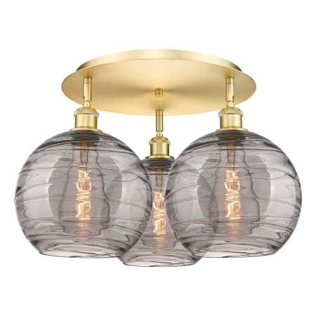 A large image of the Innovations Lighting 516-3C 13 22 Athens Deco Swirl Semi-Flush Satin Gold