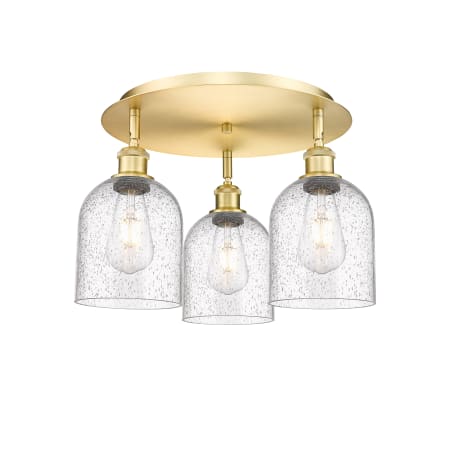 A large image of the Innovations Lighting 516-3C-11-18 Bella Flush Satin Gold / Seedy