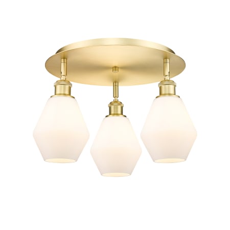 A large image of the Innovations Lighting 516-3C-10-18 Cindyrella Flush Satin Gold / Cased Matte White