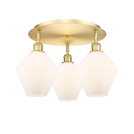 A large image of the Innovations Lighting 516-3C-11-20 Cindyrella Flush Satin Gold / Cased Matte White