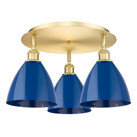 A large image of the Innovations Lighting 516-3C-10-20 Ballston Dome Flush Satin Gold / Blue