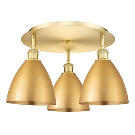 A large image of the Innovations Lighting 516-3C-10-20 Ballston Dome Flush Satin Gold