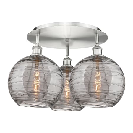 A large image of the Innovations Lighting 516-3C 13 22 Athens Deco Swirl Semi-Flush Satin Nickel