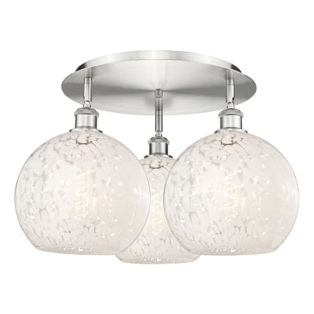 A large image of the Innovations Lighting 516-3C-13-22-White Mouchette-Ceiling Fixture Satin Nickel / White Mouchette