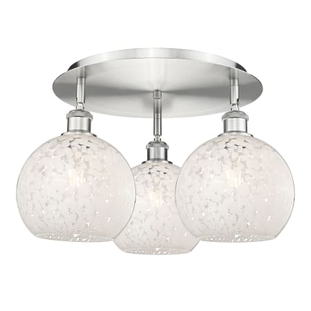 A large image of the Innovations Lighting 516-3C-11-20-White Mouchette-Ceiling Fixture Satin Nickel / White Mouchette