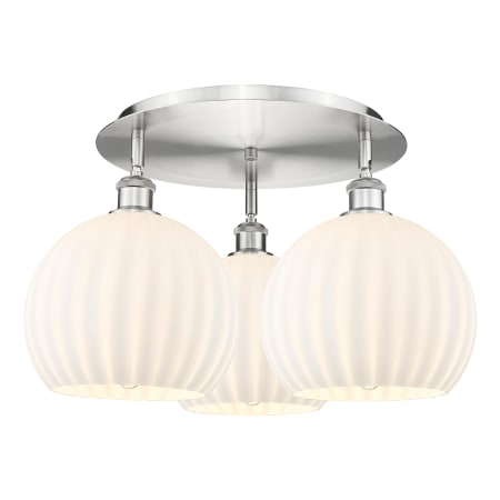 A large image of the Innovations Lighting 516-3C-13-22-White Venetian-Indoor Ceiling Fixture Satin Nickel / White Venetian
