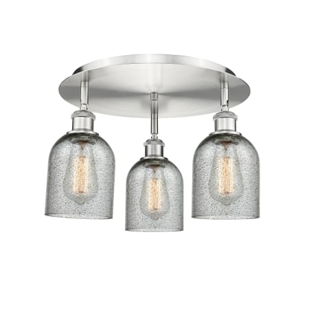 A large image of the Innovations Lighting 516-3C-10-17 Caledonia Flush Satin Nickel / Charcoal