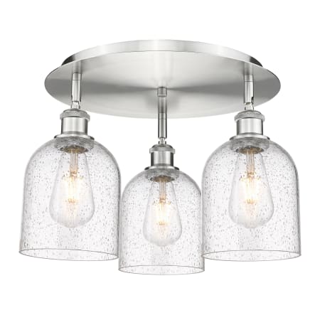 A large image of the Innovations Lighting 516-3C-11-18 Bella Flush Satin Nickel / Seedy