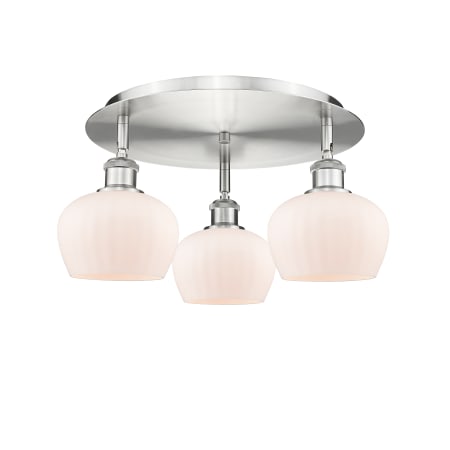 A large image of the Innovations Lighting 516-3C-8-19 Fenton Flush Satin Nickel / Matte White