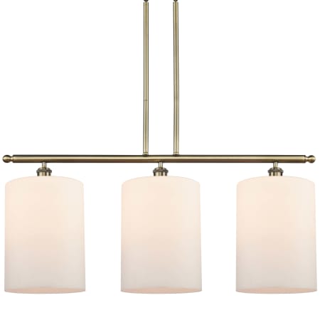 A large image of the Innovations Lighting 516-3I-10-36-L Cobbleskill Linear Antique Brass / Matte White