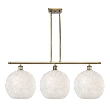 A large image of the Innovations Lighting 516-3I-14-39-White Mouchette-Indoor Pendant Antique Brass / White Mouchette