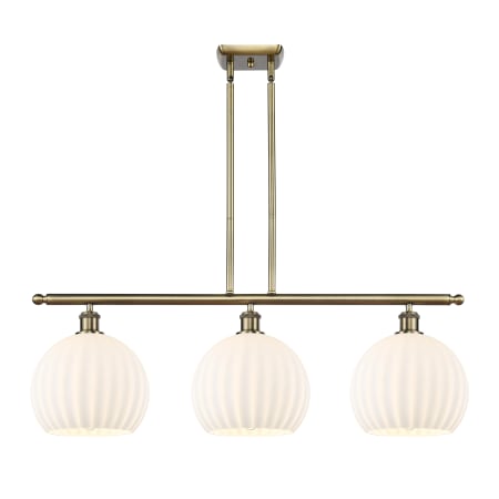 A large image of the Innovations Lighting 516-3I-13-37-White Venetian-Indoor Pendant Antique Brass / White Venetian