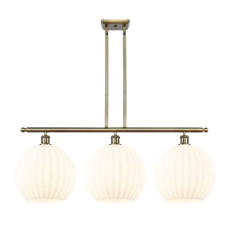 A large image of the Innovations Lighting 516-3I-14-39-White Venetian-Indoor Pendant Antique Brass / White Venetian