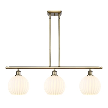 A large image of the Innovations Lighting 516-3I-11-36-White Venetian-Indoor Pendant Antique Brass / White Venetian