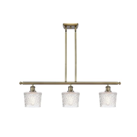 A large image of the Innovations Lighting 516-3I-10-36 Niagra Linear Antique Brass / Clear