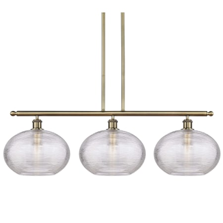 A large image of the Innovations Lighting 516-3I-12-39 Ithaca Pendant Antique Brass / Clear Ithaca