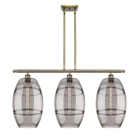 A large image of the Innovations Lighting 516-3I-19-37 Vaz Linear Antique Brass / Smoked