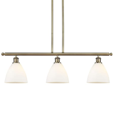 A large image of the Innovations Lighting 516-3I-11-36 Bristol Linear Antique Brass / Matte White