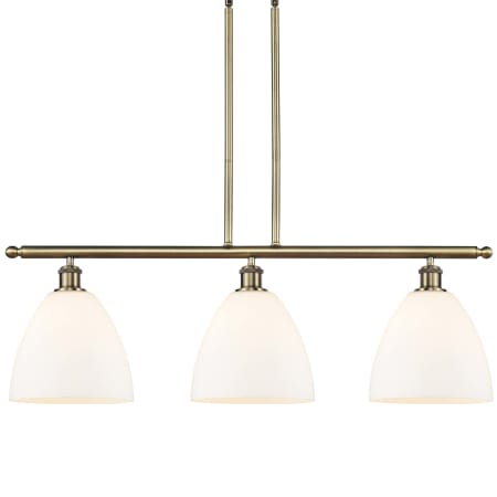 A large image of the Innovations Lighting 516-3I-13-36 Bristol Linear Antique Brass / Matte White