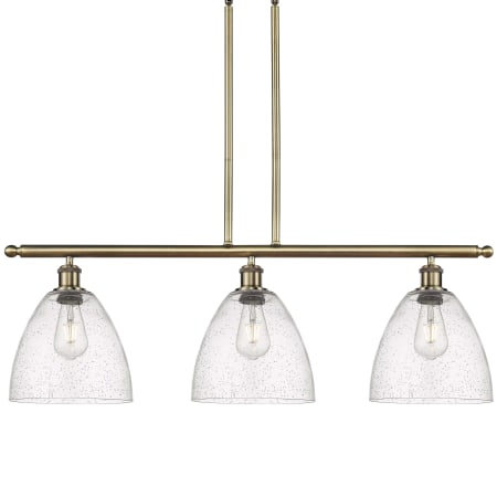 A large image of the Innovations Lighting 516-3I-13-36 Bristol Linear Antique Brass / Seedy