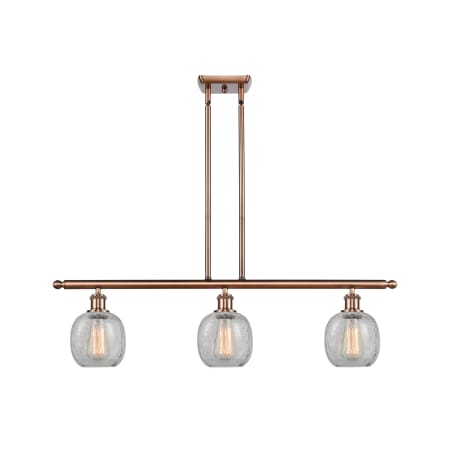A large image of the Innovations Lighting 516-3I Belfast Antique Copper / Clear Crackle