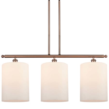 A large image of the Innovations Lighting 516-3I-10-36-L Cobbleskill Linear Antique Copper / Matte White