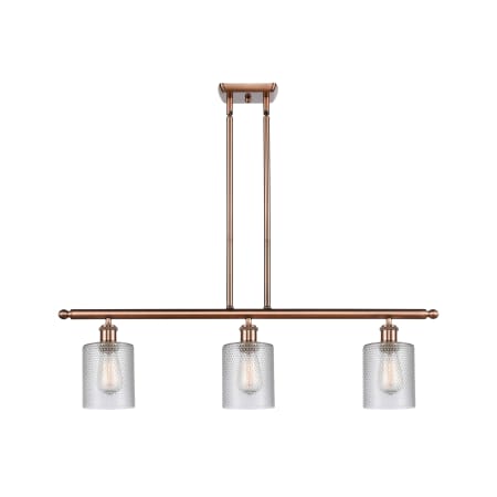 A large image of the Innovations Lighting 516-3I Cobbleskill Antique Copper / Clear