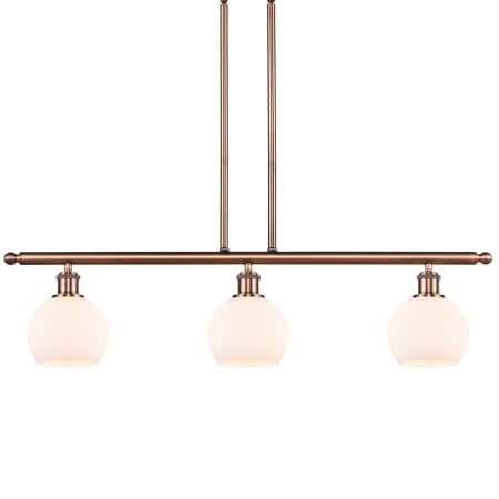 A large image of the Innovations Lighting 516-3I-10-36 Athens Linear Antique Copper / Matte White